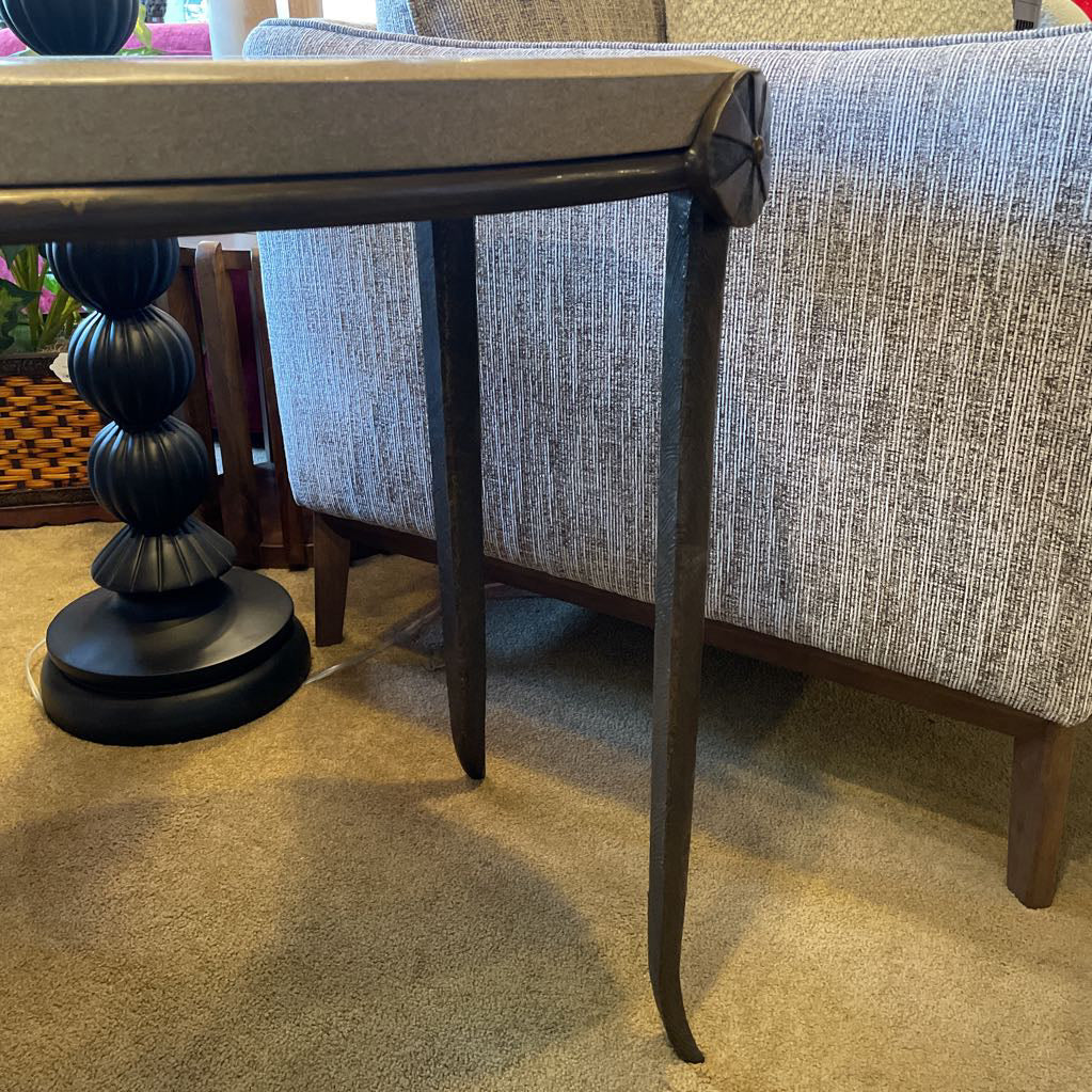 Steel & Stone Top End Table w/ Pinwheel Design on Legs C SIDE TABLES