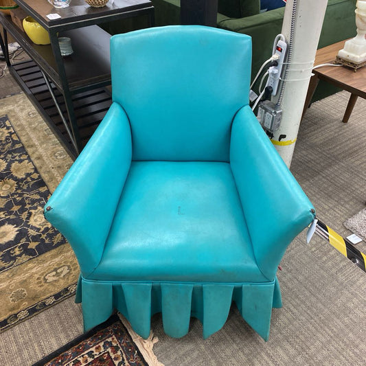 Small Skirted Aqua Armchair (AS IS)