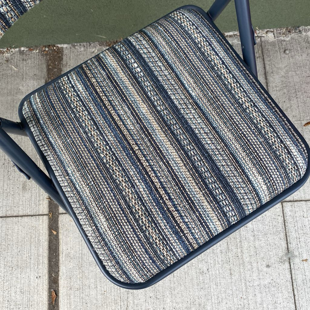 Blue Vintage Folding Chair w/Funky Fabric Seat U ACCENT CHAIRS