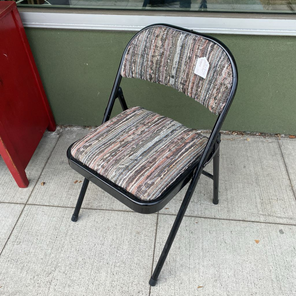 Black Vintage Folding Chair w/Funky Fabric Seat U ACCENT CHAIRS