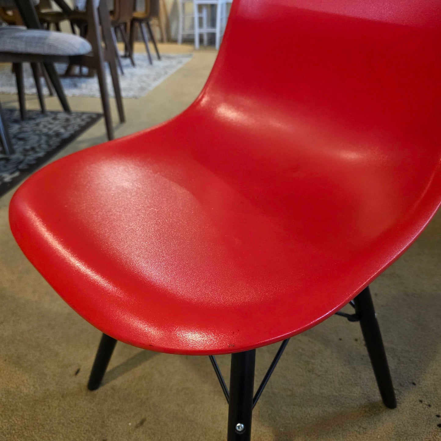Red Acrylic Shell Black Leg Dining Chair