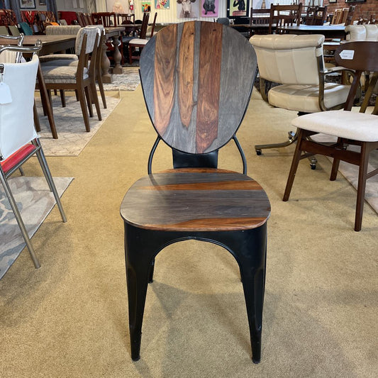 AS IS Two Tone Wood & Metal Dining Chair C DINING CHAIRS