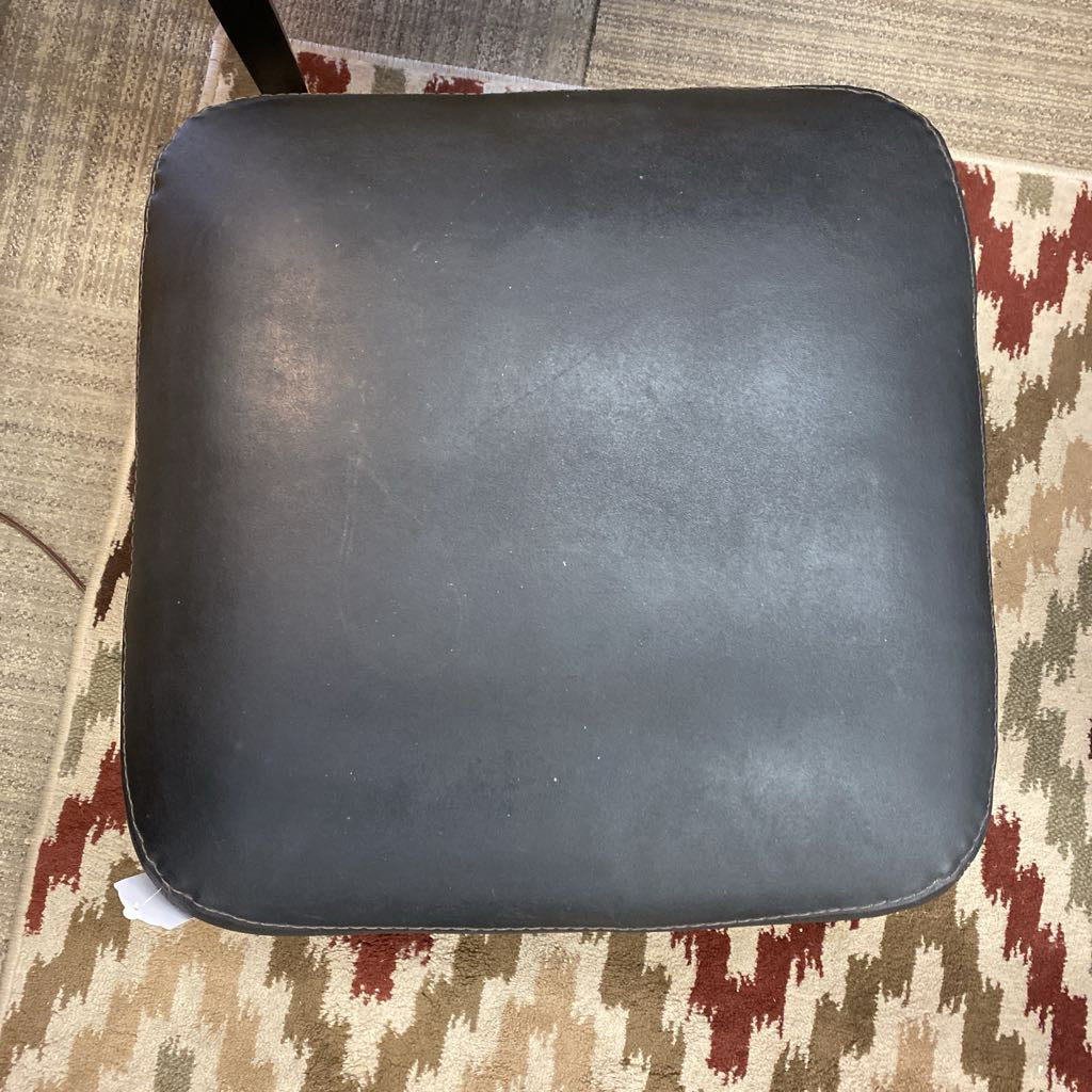 Dark Italian Leather Square Ottoman U OTTOMANS
