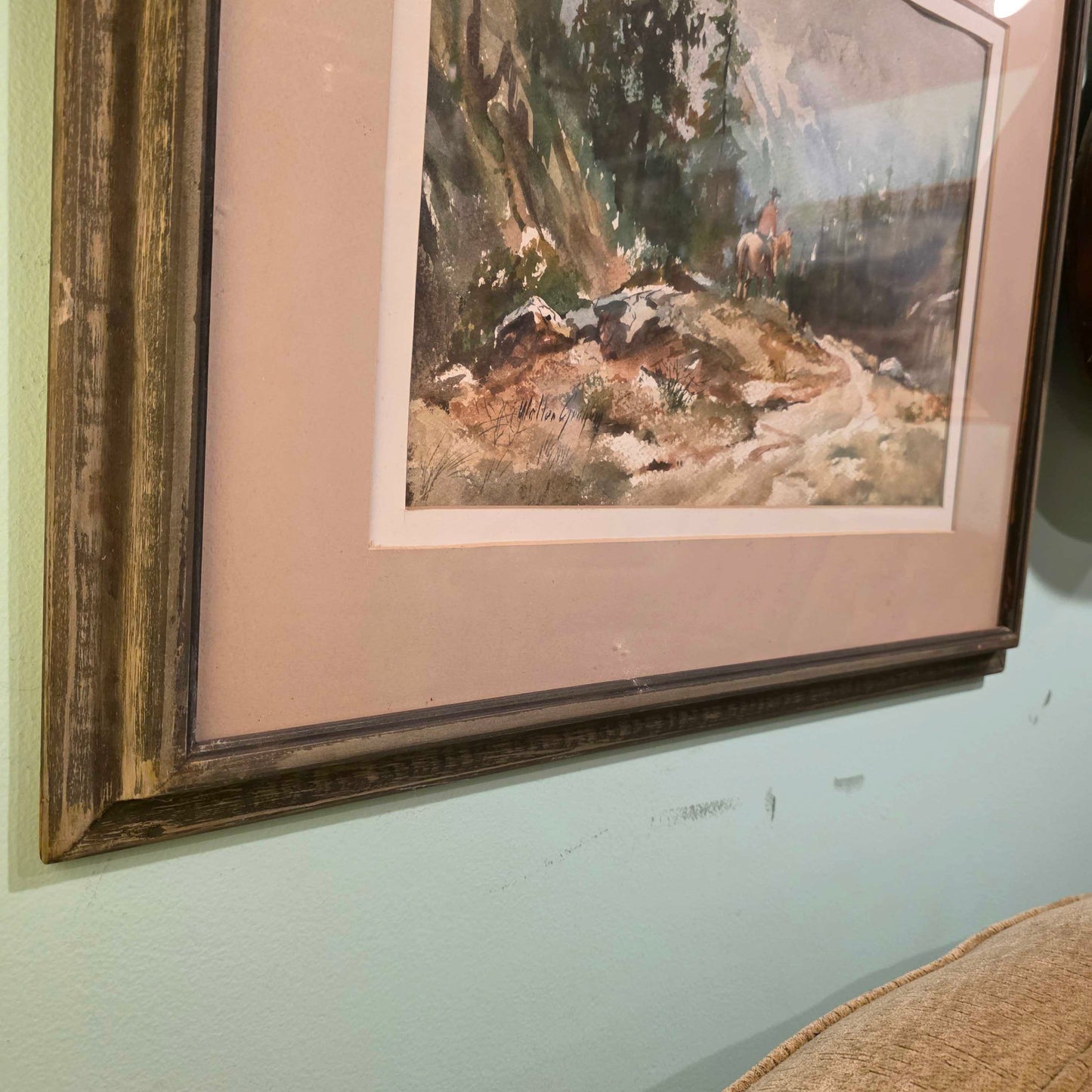 Solo Horseback Rider in Mountains Watercolor