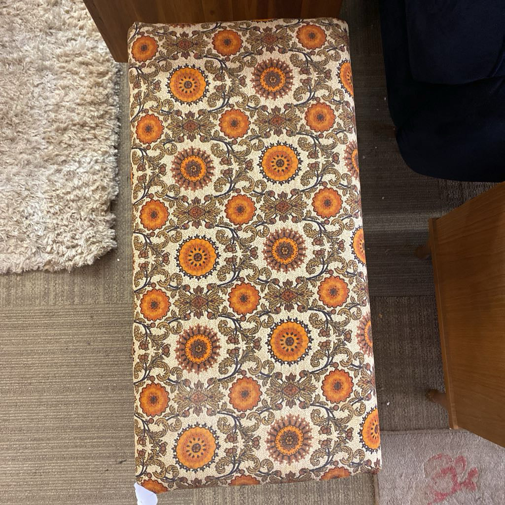 Red Side Table Bench w/Floral Seat C ACCENT BENCHES
