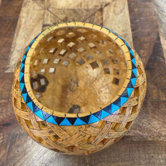 Signed Gourd Basket Art Small