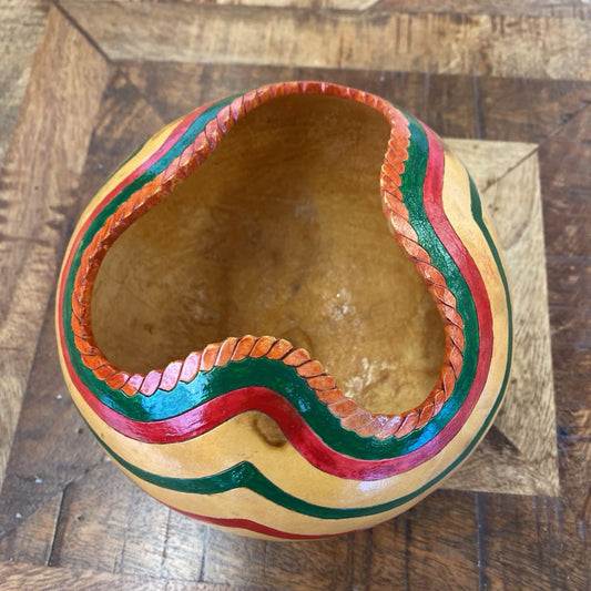 Signed Gourd Colorful Stripe Bowl