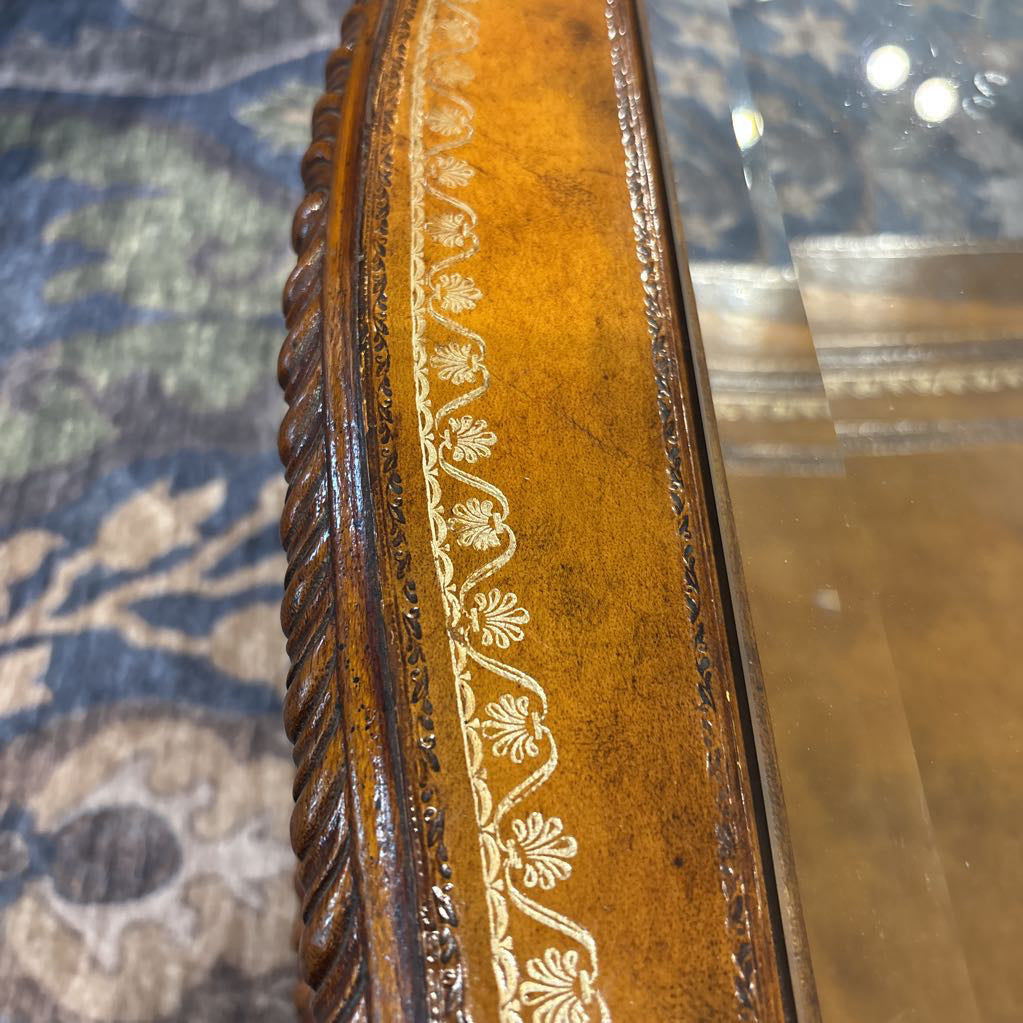 Drexel Heritage Leather Rectangular Glass Coffee Table