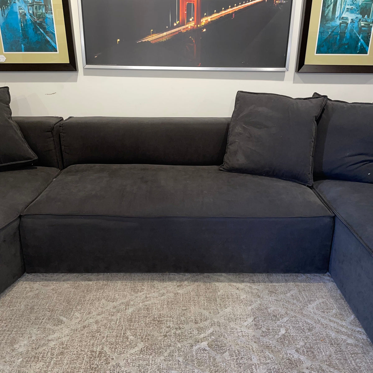 Dark Gray "U" Shaped Modular Sectional with Ottoman U SECTIONALS CORNER