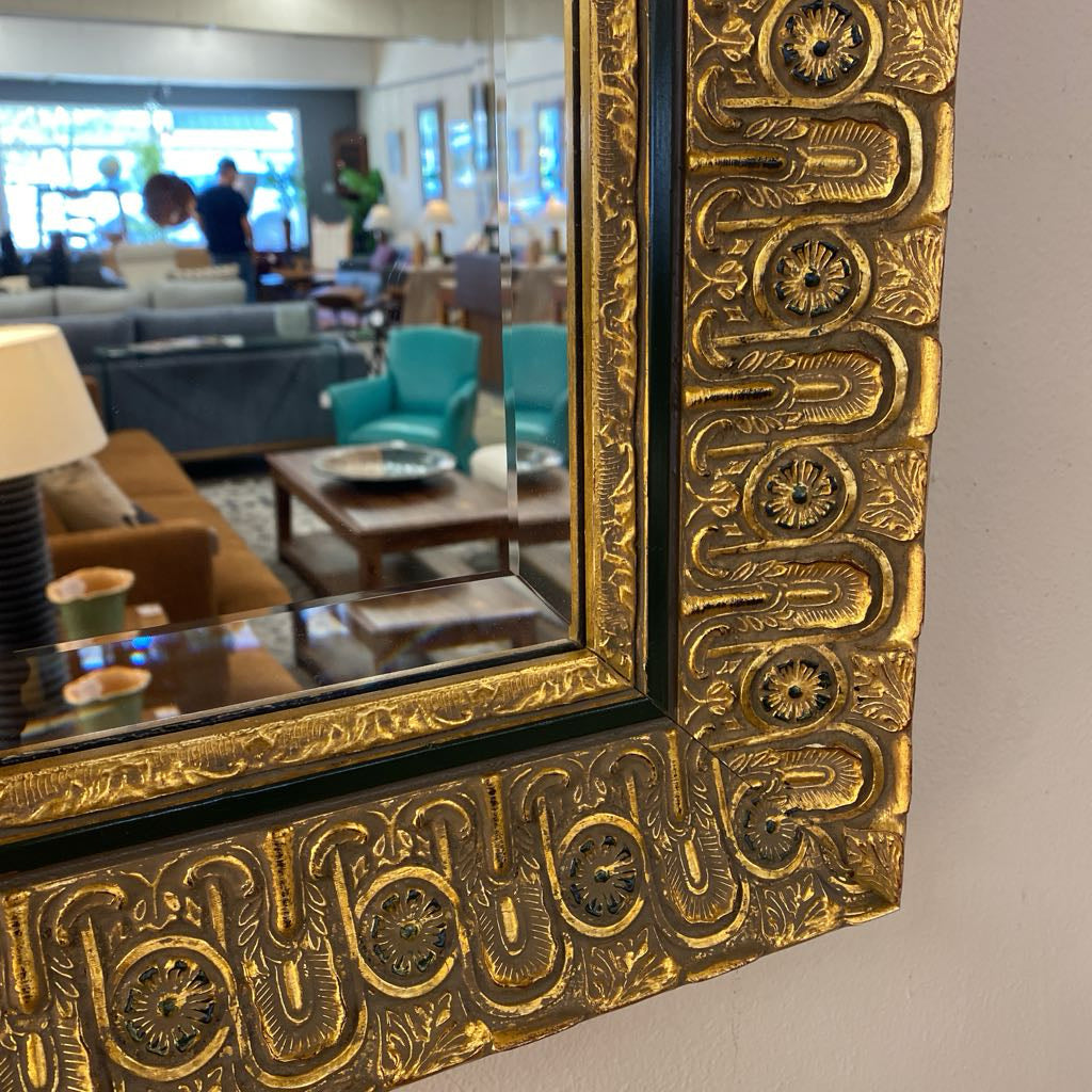 Ornate Gold & Dark Green Embossed Frame Mirror C MIRRORS