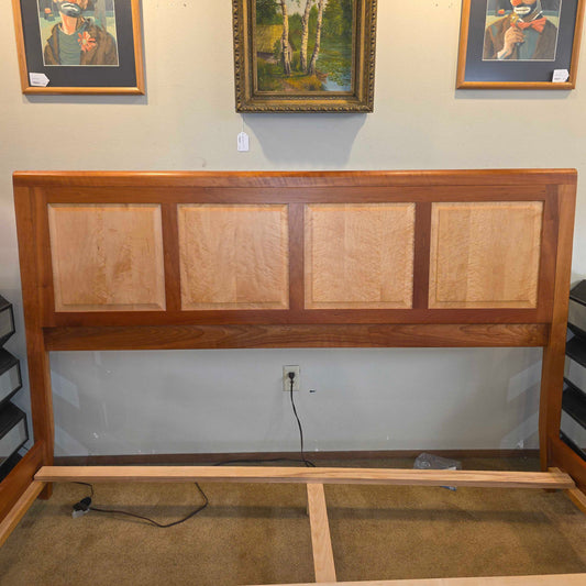 Cherry Two-Tone Wood King Bed Frame