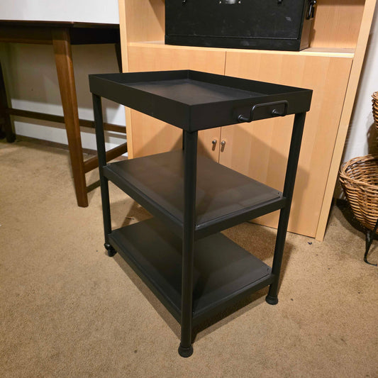 Black 3 Tier Cart/Table with Casters on One End