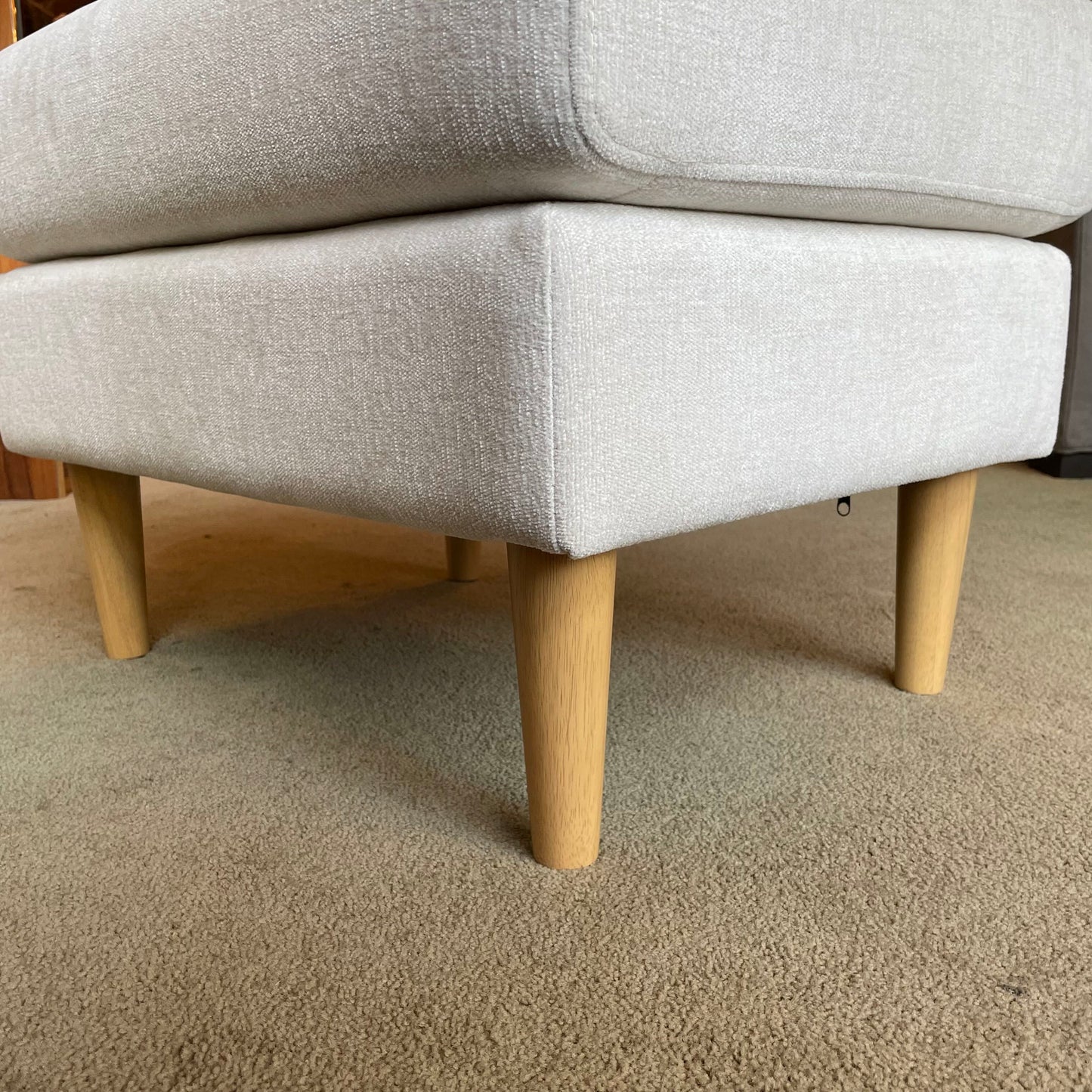 White Light Wood Leg Ottoman