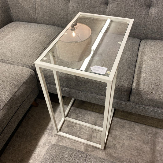 White Metal & Glass C Table