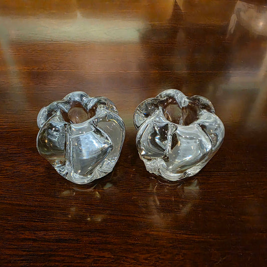ORAFORS Stella Northstar Blue Glass Candlesticks PAIR
