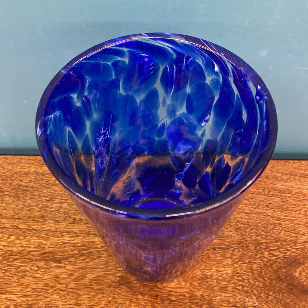Cobalt Swirl Art Glass Vase SMALLS