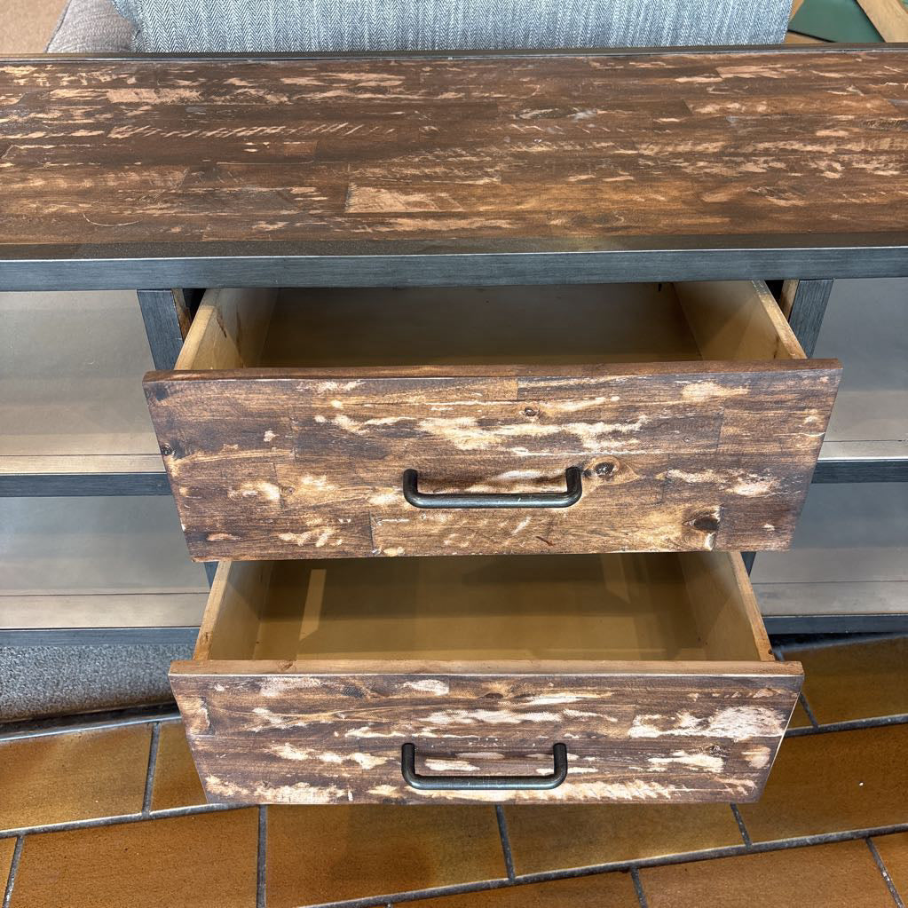 Metal & Wood TV Stand w/Drawers