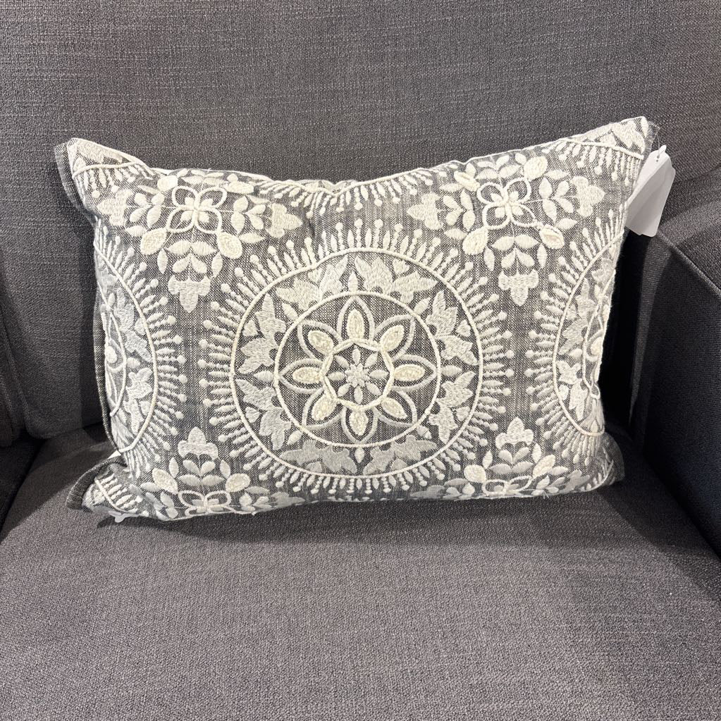 Grey & White Rectangular Throw Pillow SMALLS