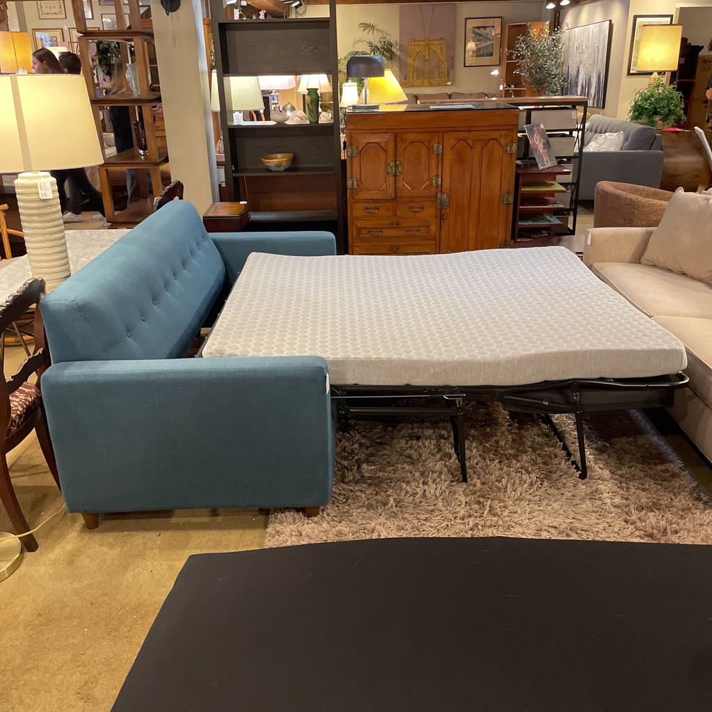 JOYBIRD Teal MC Style Tufted Back Sleeper Sofa U SOFAS