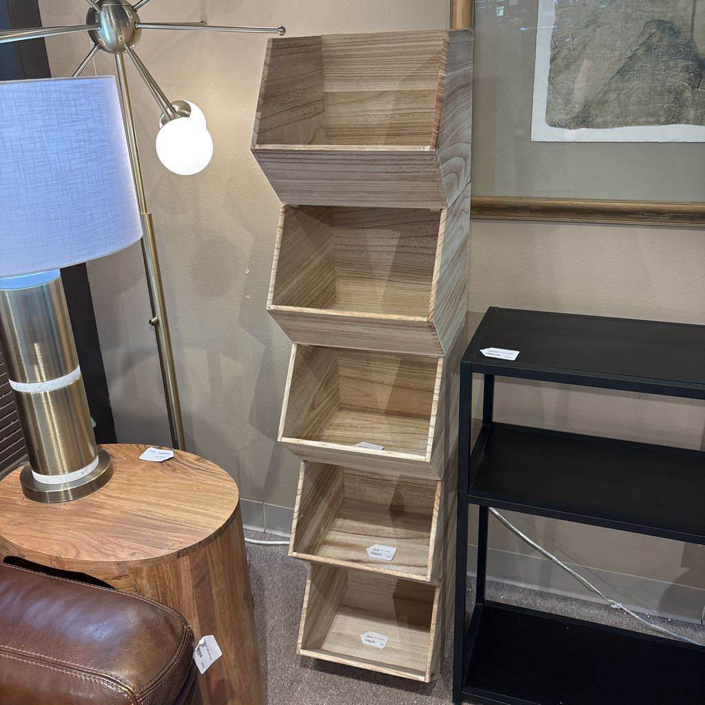 Light Wood Stacking Storage Boxes