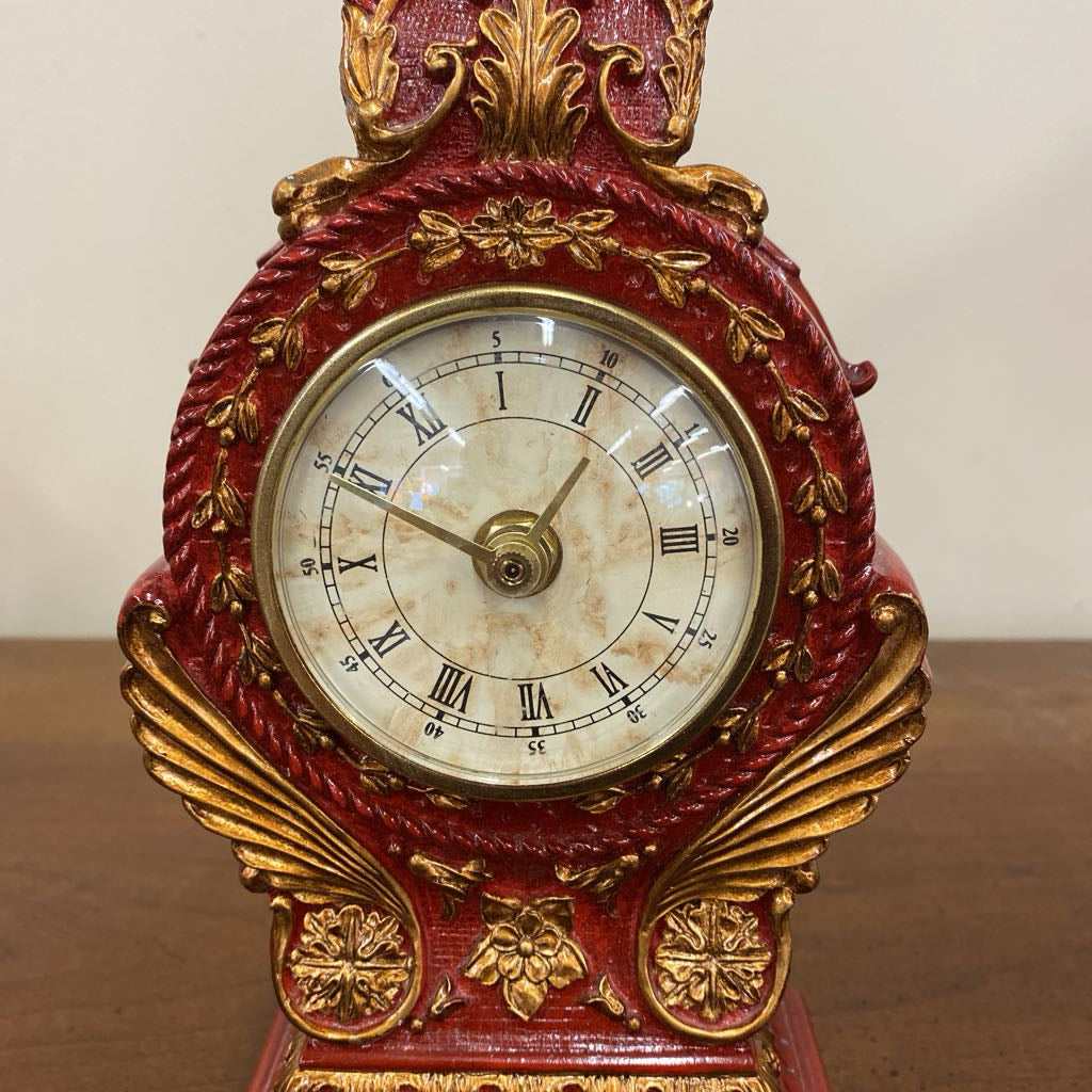 Rococo Repro Red Mantle Clock