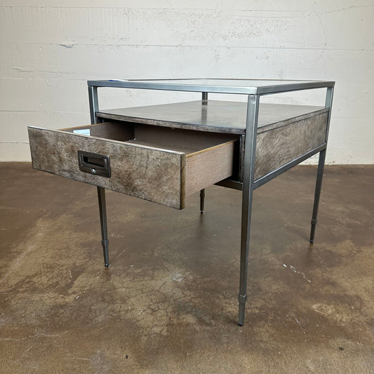 Glass Top 1 Drawer Side Table