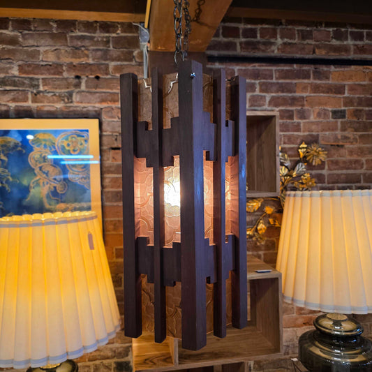 Groovy MC Wood with Gold Plastic Hanging Light