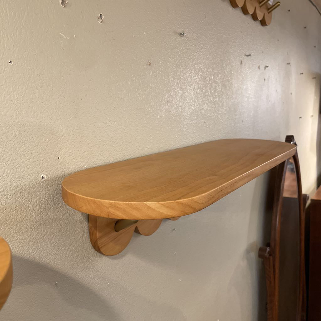 24.5" Scalloped Brass & Oak Finish Coat Rack Small C COAT RACKS