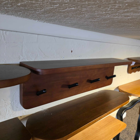 24" Straight-Edge Walnut Finish & Black Coat Rack