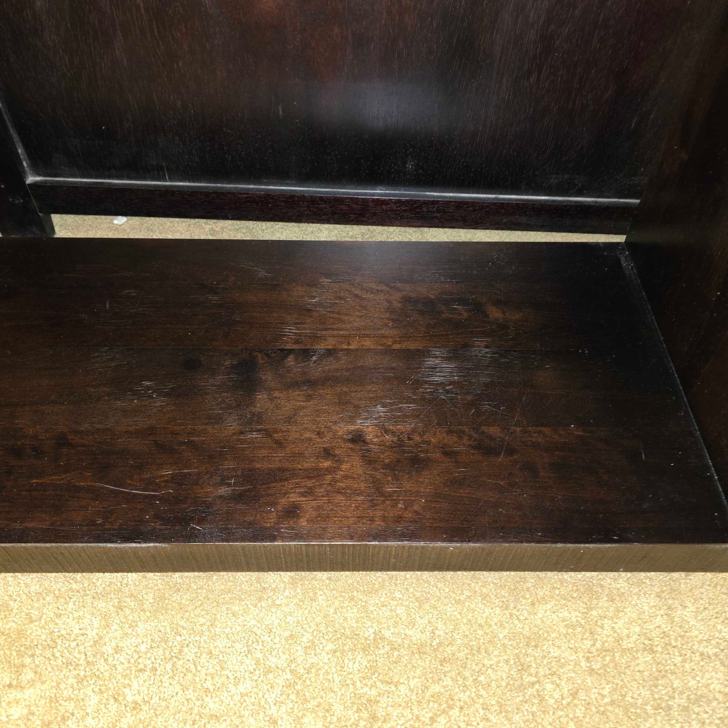 Dark Wood Open Console w/ 2 Drawers