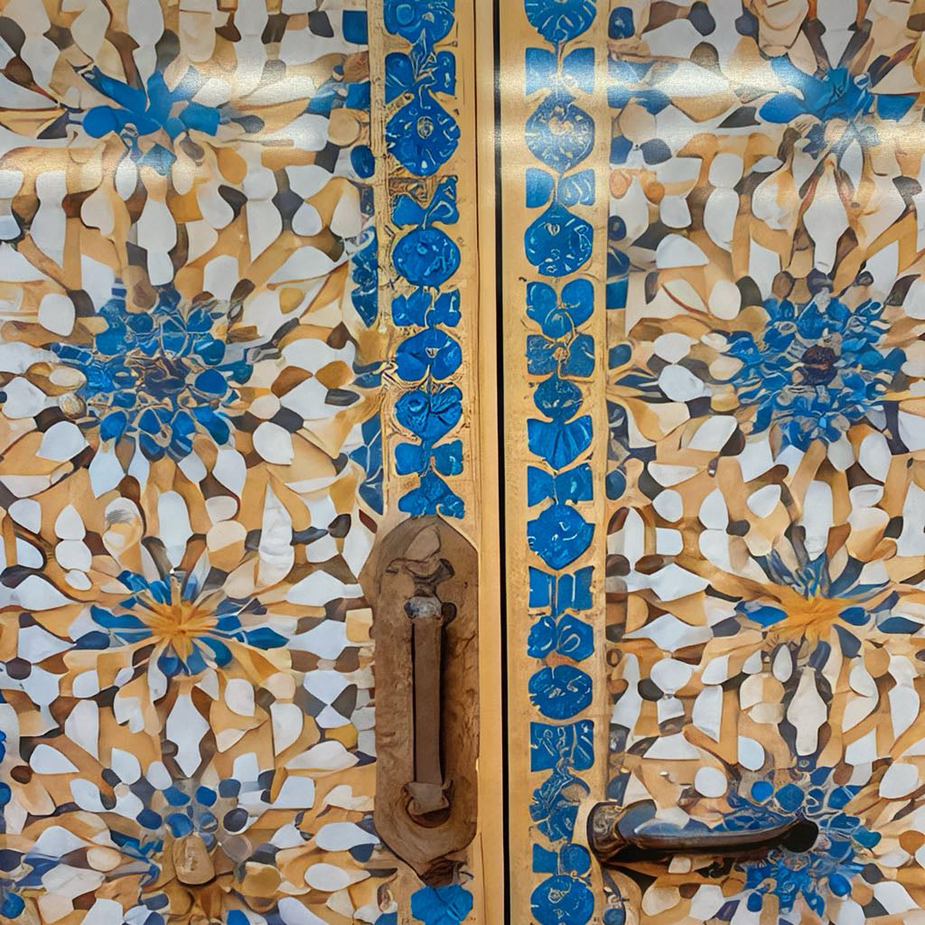 Metal Moroccan Golden Palace Doors Art