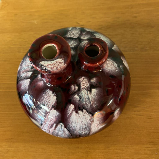 Signed LATTERMAN Red & White Blobs Ceramic Candle Lamp