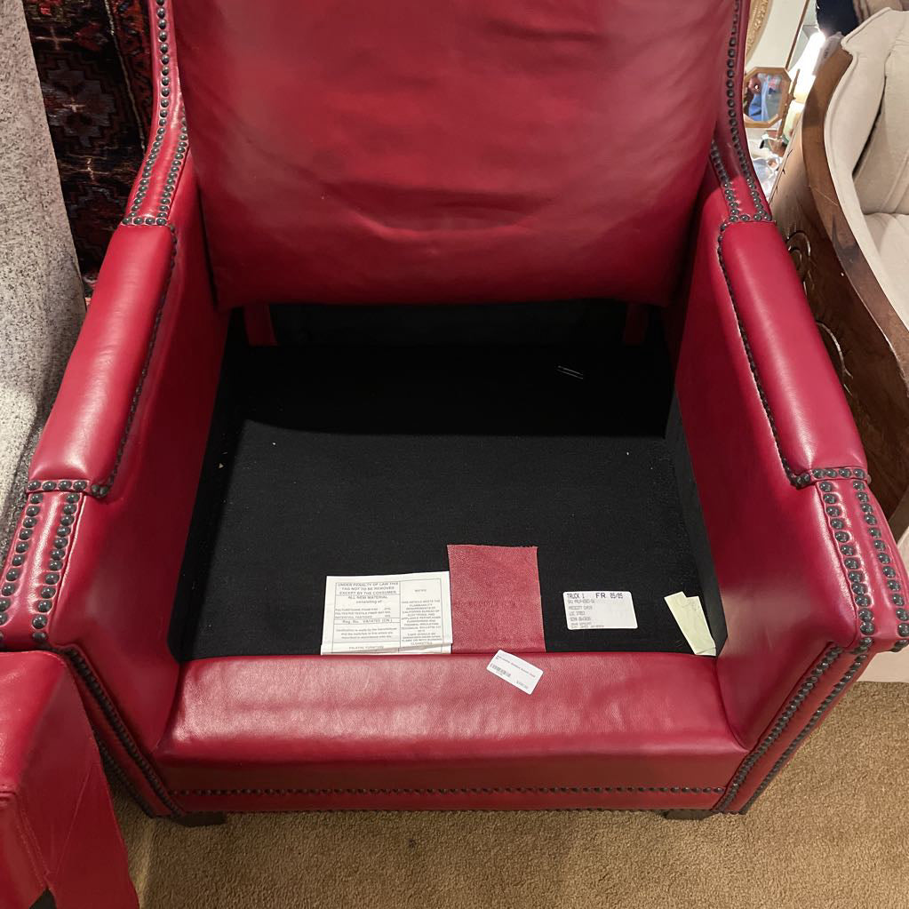 Red Leather Studded Accent Chair U ACCENT CHAIRS