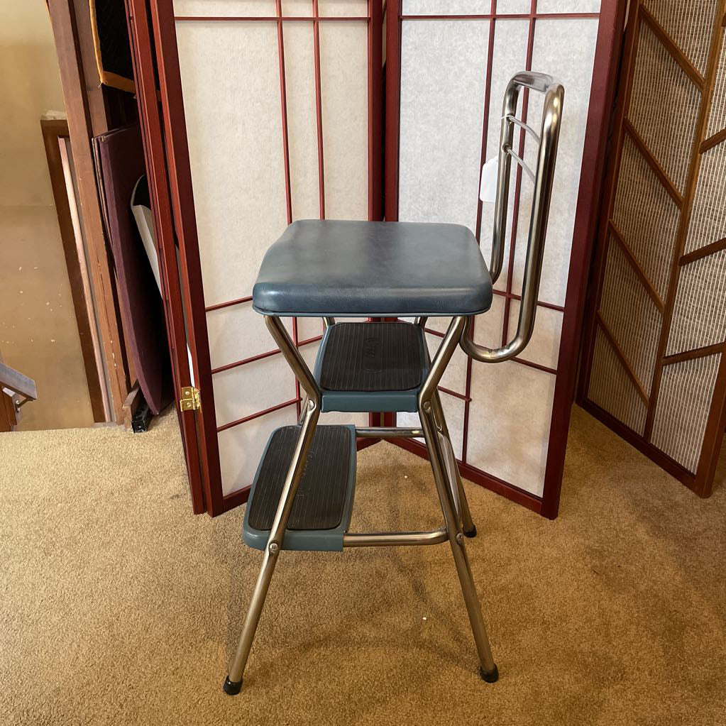 Blue Upholstered Cosco Kitchen Stool C STOOLS