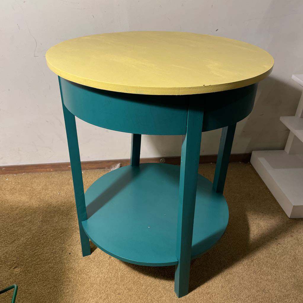 Round 2 Tier Side Table with Yellow Top
