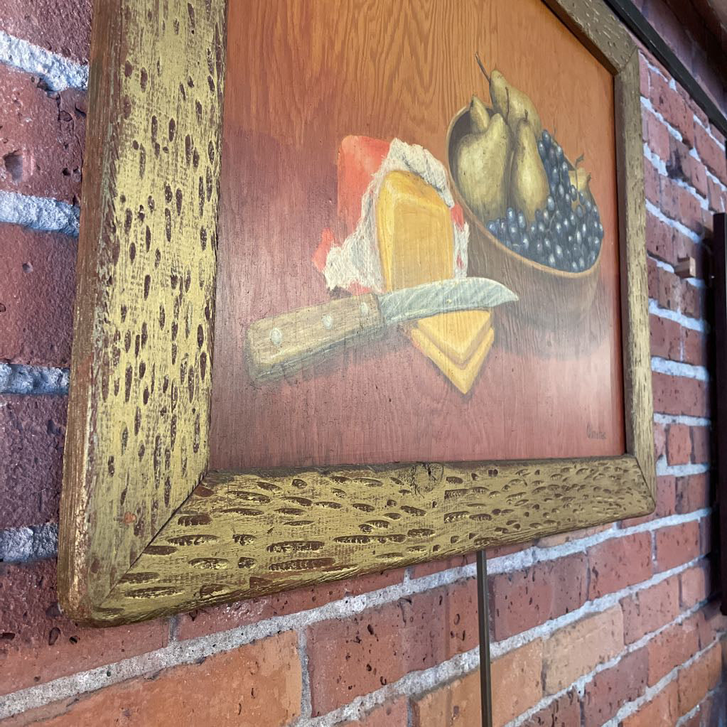 Fruit and Bread on Framed Panel