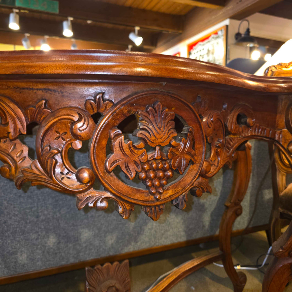 Ornate Carved Wood Console Table