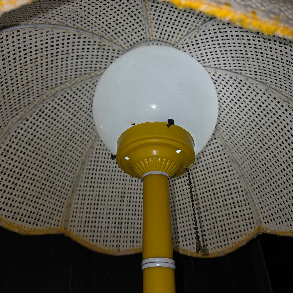 Yellow Base Vintage Table Lamp with Lattice Shade