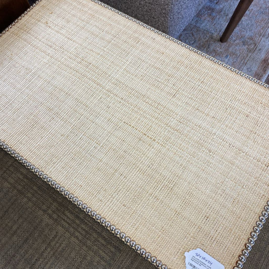 WILLIAM SONOMA HOME Grasscloth Nailhead Large Nightstand