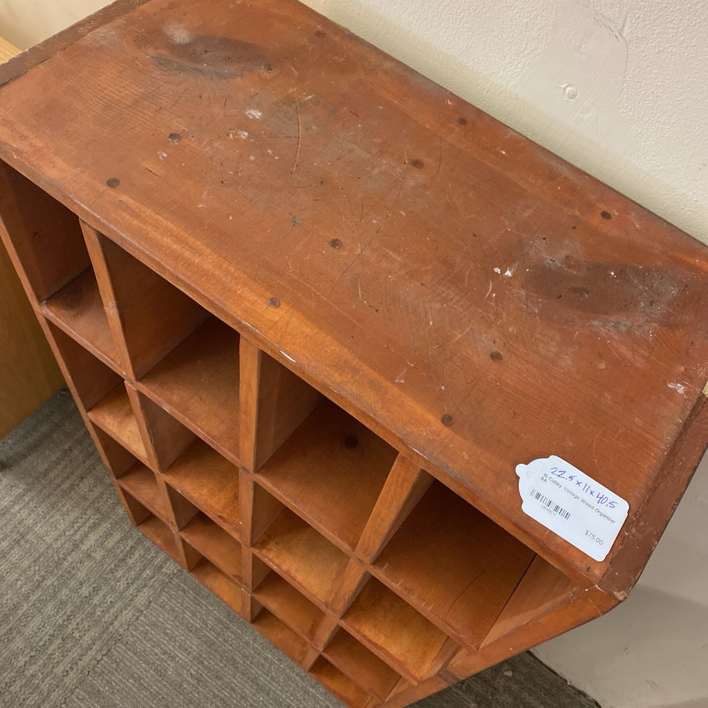 16 Cubby Vintage Wood Organizer
