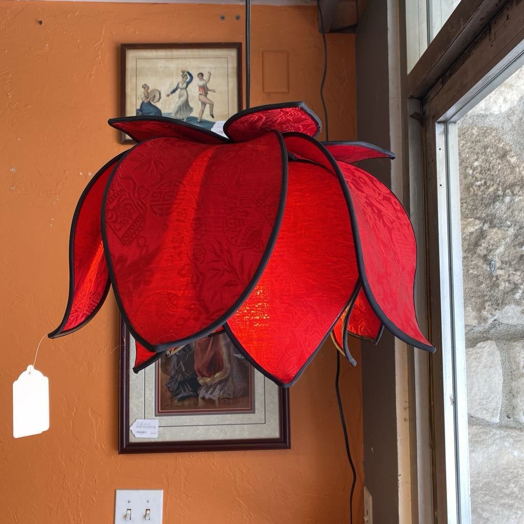Red Silk Hanging Flower Lamp