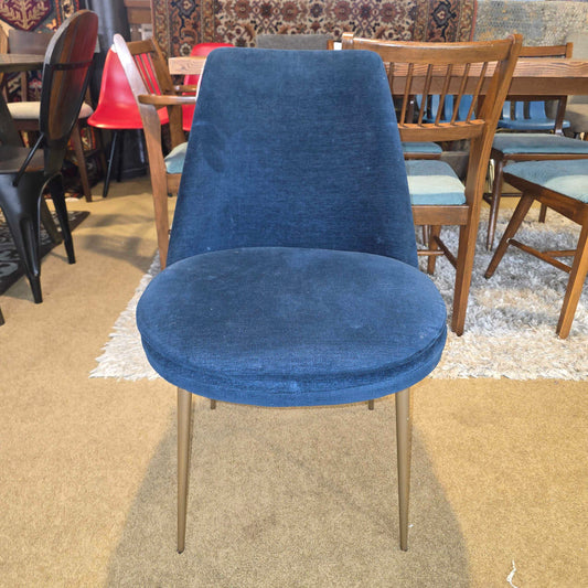 West Elm Blue Upholstry Chair w/ Metal Legs C DINING CHAIRS