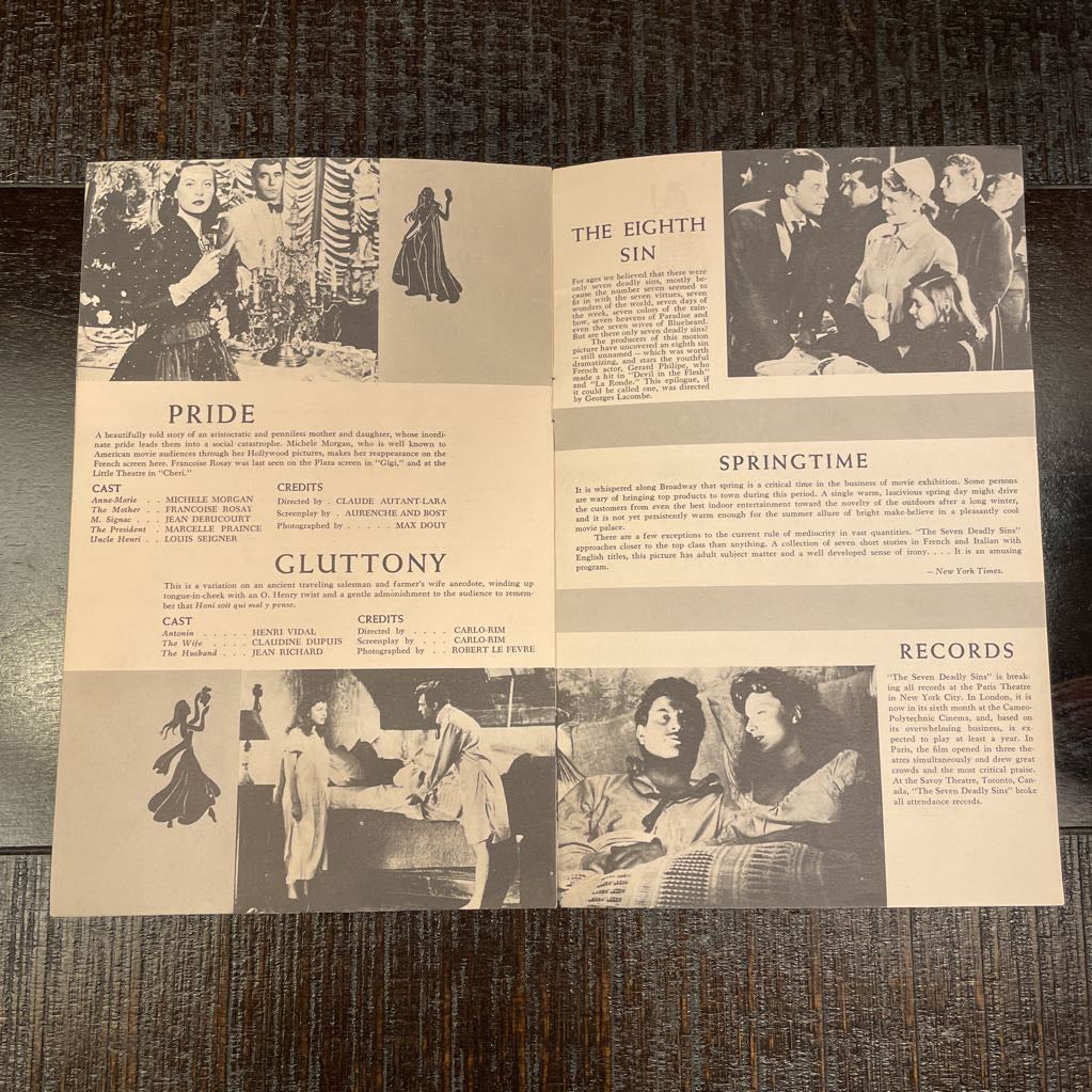 "The Seven Deadly Sins" "Naughty Foreign Film " Brochure"