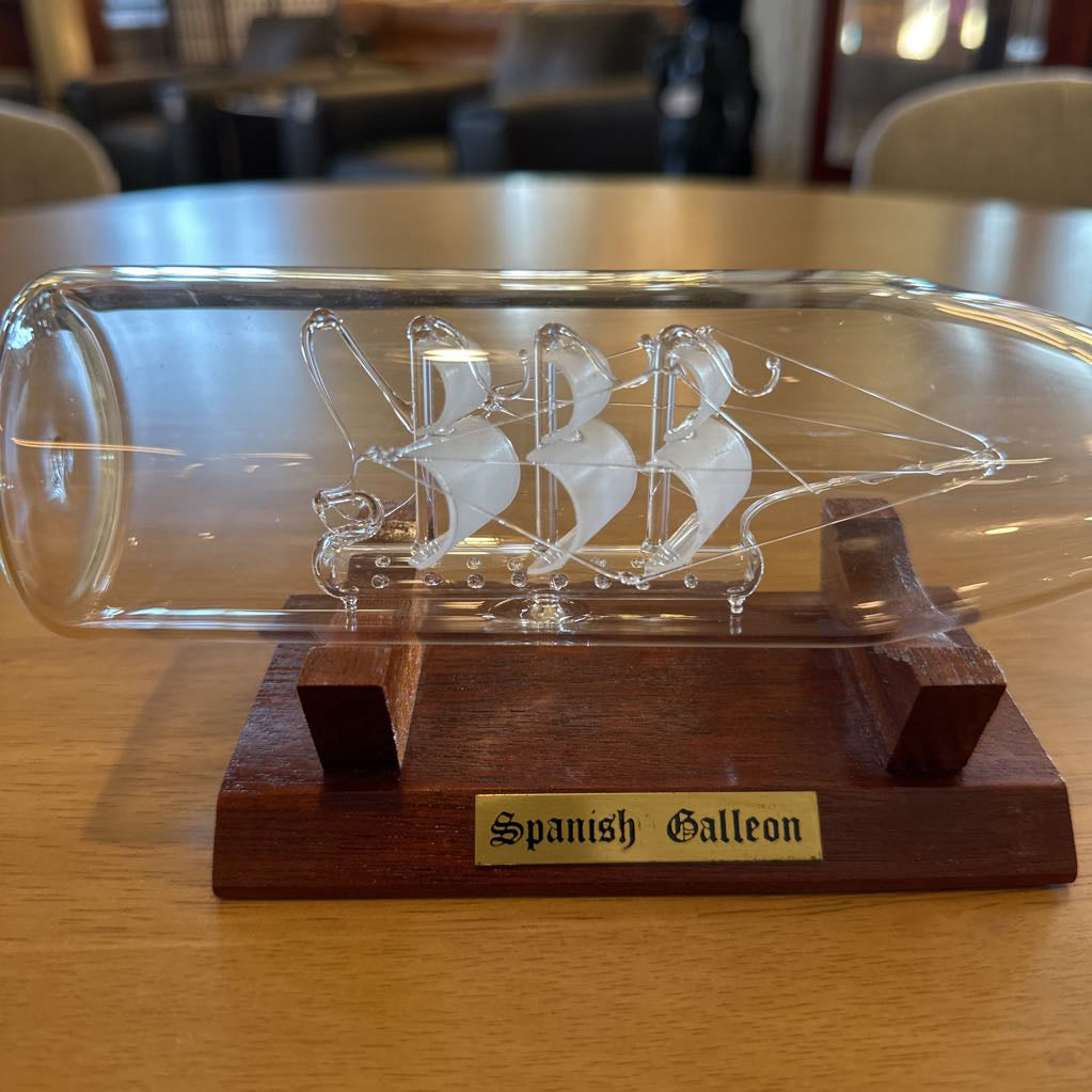 Blown Glass Ship in a Bottle