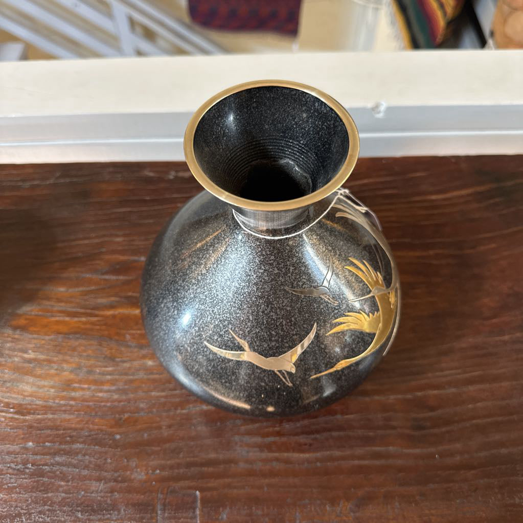 Brass Vase w/ Cranes