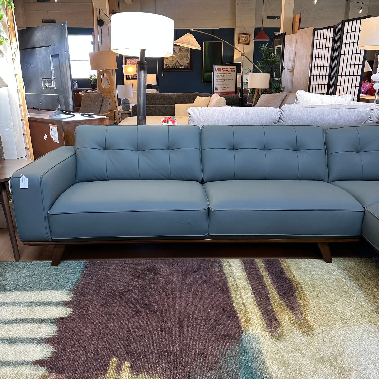 Odense Azure Leather RAF Sectional