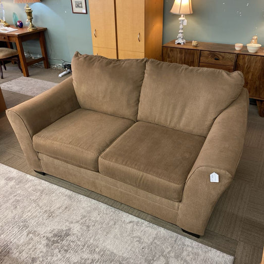 Brown Curved Arm Loveseat