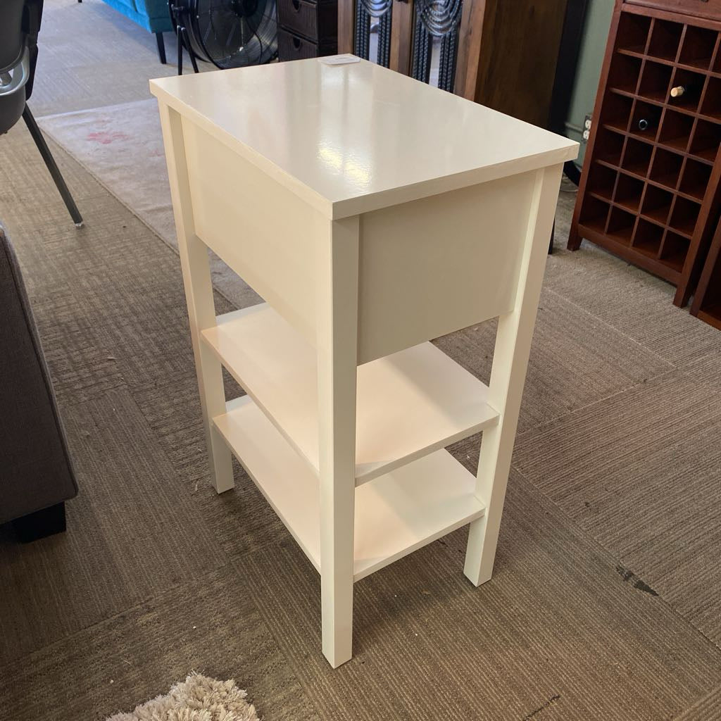 White One Drawer Two Tier Side Table