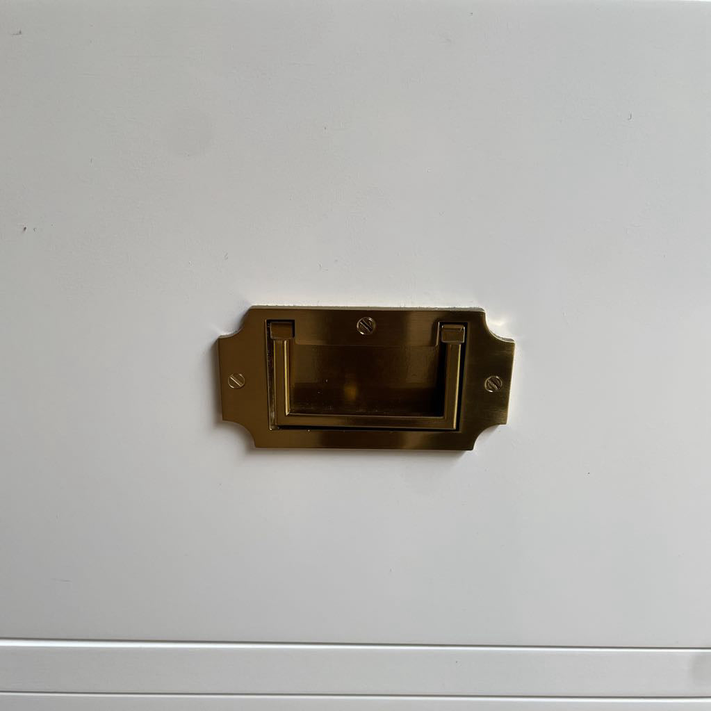 Pottery Barn White Lacquer with Gold Hardware 7 Drawer Lowboy