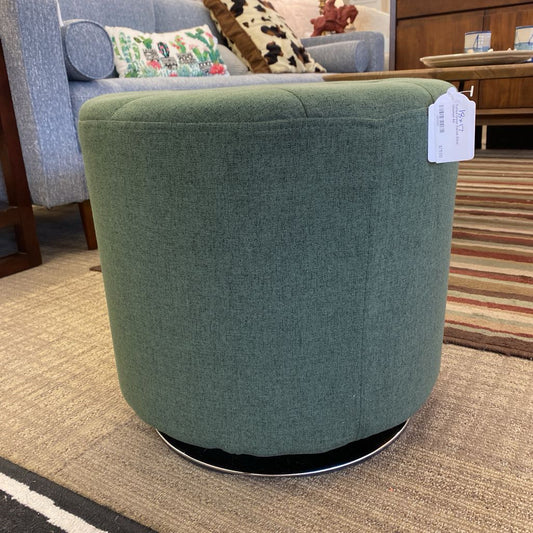 Tufted Green Swivel Stool Ottoman